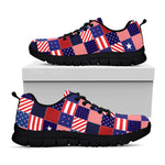 American Patriotic Patchwork Print Black Sneakers