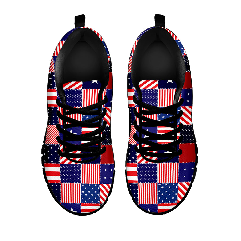 American Patriotic Patchwork Print Black Sneakers