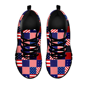 American Patriotic Patchwork Print Black Sneakers