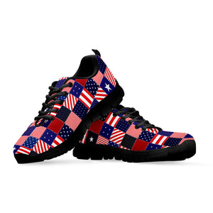 American Patriotic Patchwork Print Black Sneakers