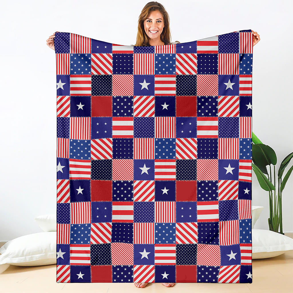 American Patriotic Patchwork Print Blanket