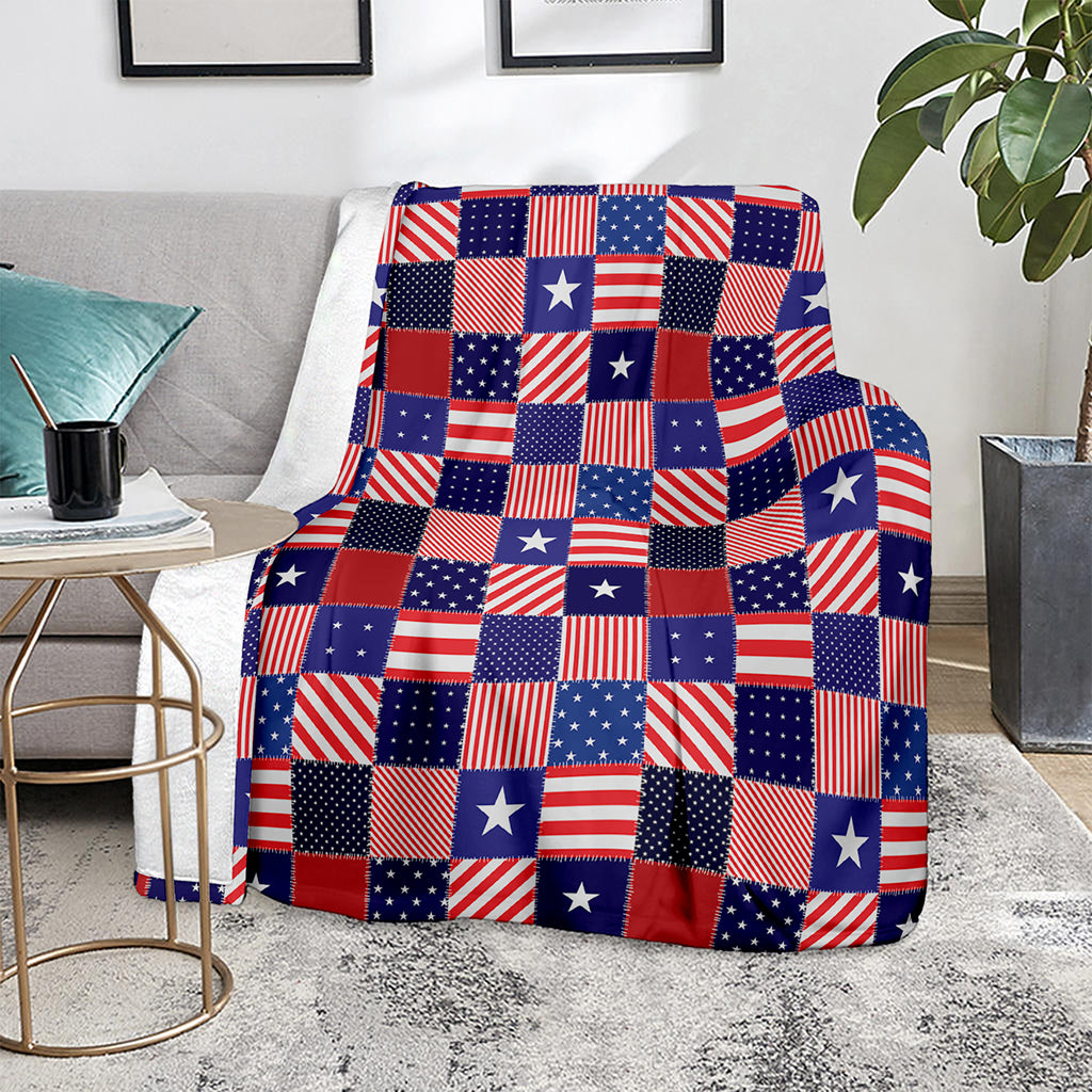 American Patriotic Patchwork Print Blanket