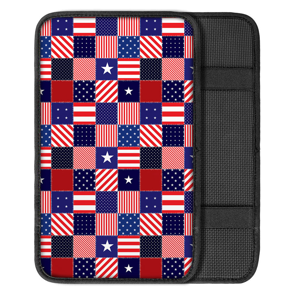 American Patriotic Patchwork Print Car Center Console Cover