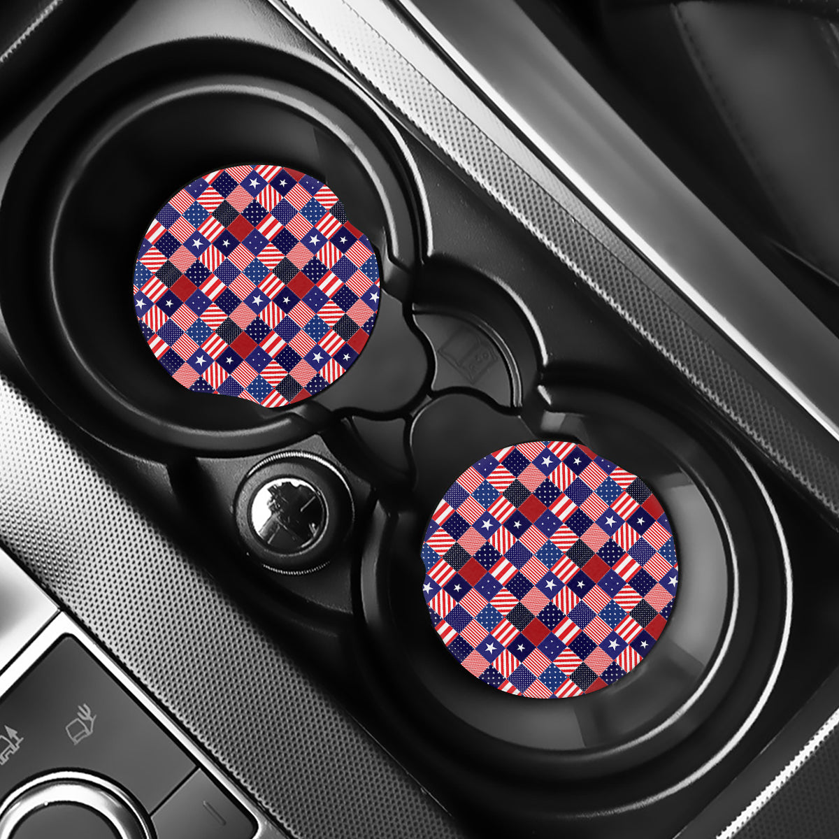 American Patriotic Patchwork Print Car Coasters