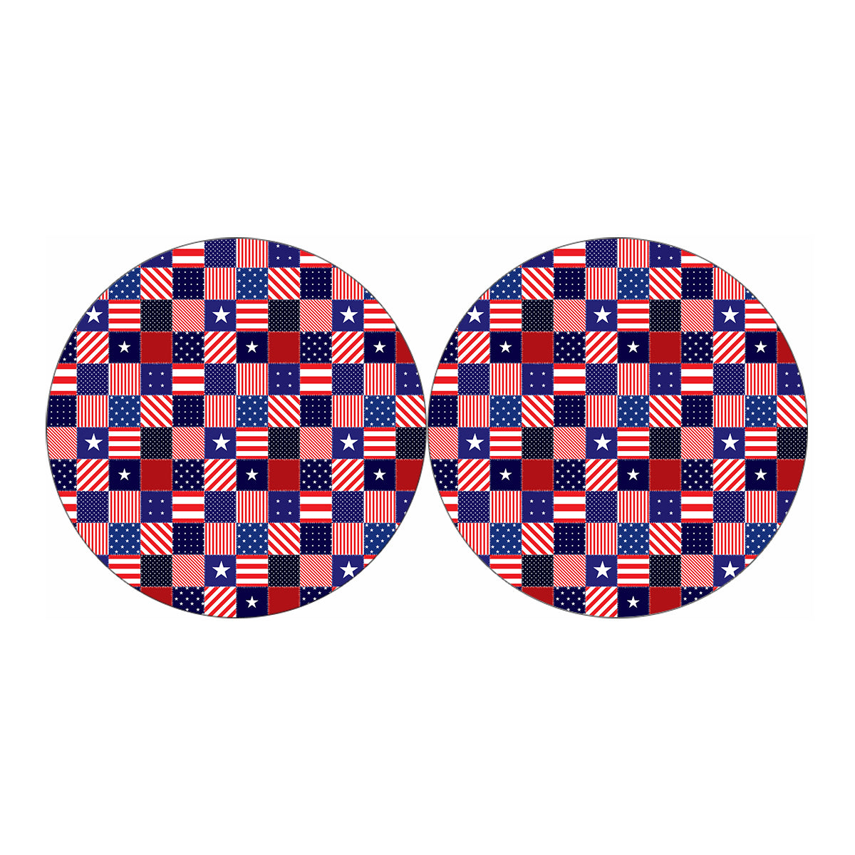 American Patriotic Patchwork Print Car Coasters