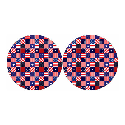American Patriotic Patchwork Print Car Coasters