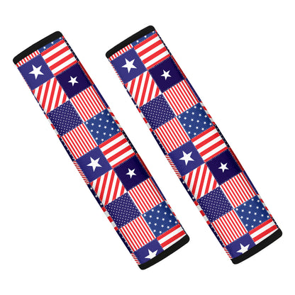 American Patriotic Patchwork Print Car Seat Belt Covers