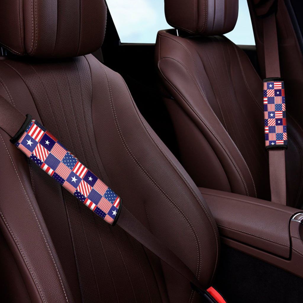 American Patriotic Patchwork Print Car Seat Belt Covers