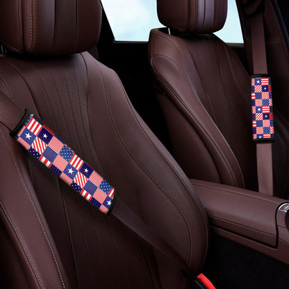 American Patriotic Patchwork Print Car Seat Belt Covers