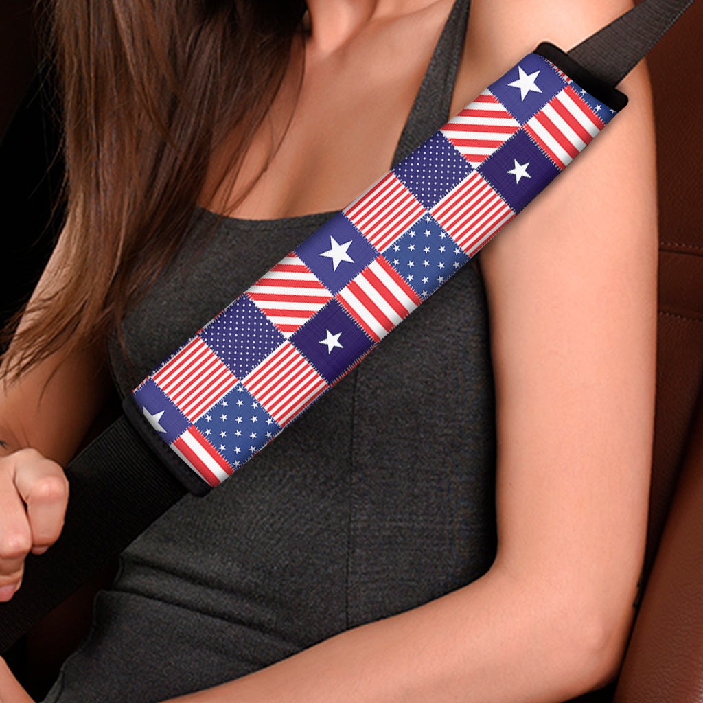 American Patriotic Patchwork Print Car Seat Belt Covers