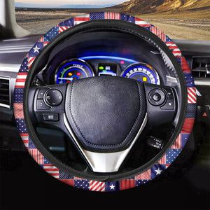 American Patriotic Patchwork Print Car Steering Wheel Cover