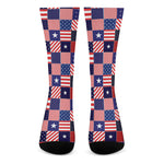 American Patriotic Patchwork Print Crew Socks