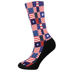 American Patriotic Patchwork Print Crew Socks