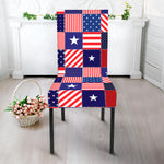 American Patriotic Patchwork Print Dining Chair Slipcover