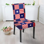 American Patriotic Patchwork Print Dining Chair Slipcover