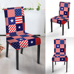 American Patriotic Patchwork Print Dining Chair Slipcover