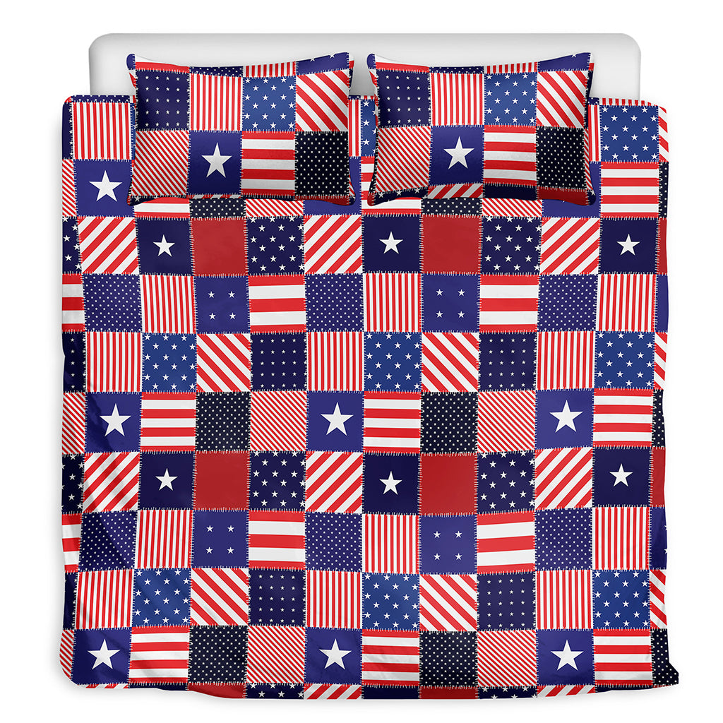 American Patriotic Patchwork Print Duvet Cover Bedding Set