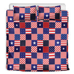 American Patriotic Patchwork Print Duvet Cover Bedding Set