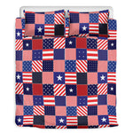 American Patriotic Patchwork Print Duvet Cover Bedding Set