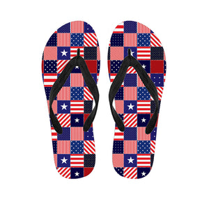 American Patriotic Patchwork Print Flip Flops