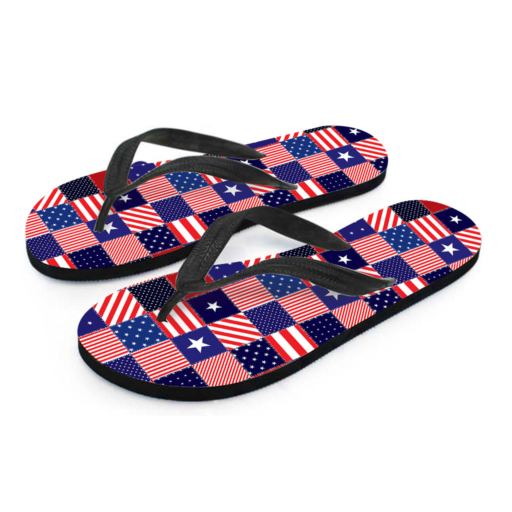 American Patriotic Patchwork Print Flip Flops