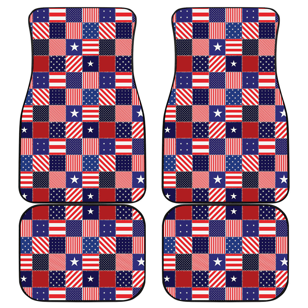 American Patriotic Patchwork Print Front and Back Car Floor Mats