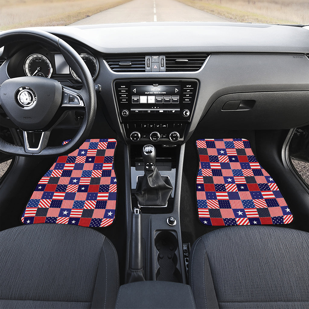 American Patriotic Patchwork Print Front and Back Car Floor Mats