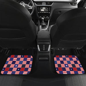 American Patriotic Patchwork Print Front and Back Car Floor Mats