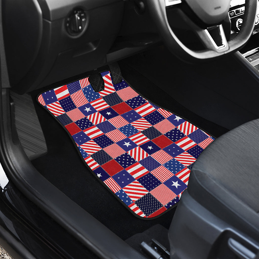 American Patriotic Patchwork Print Front and Back Car Floor Mats