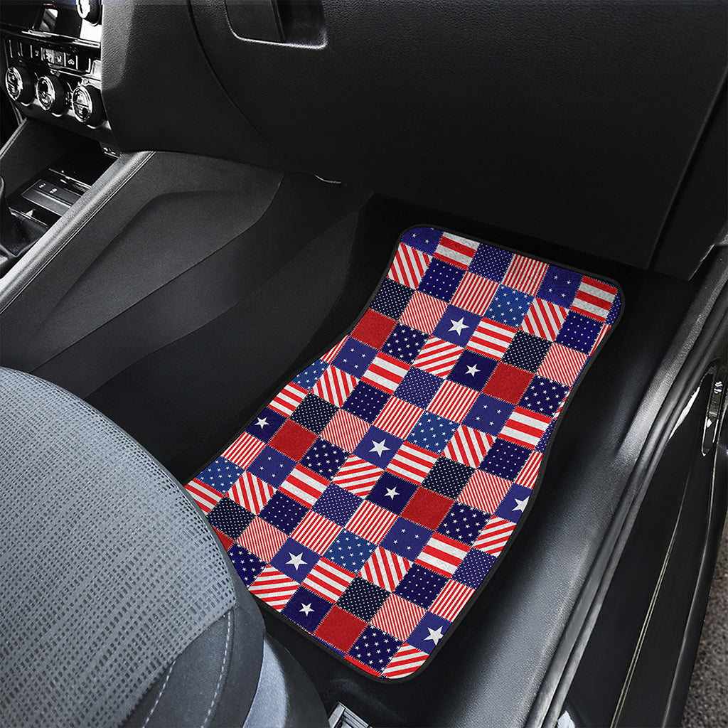 American Patriotic Patchwork Print Front and Back Car Floor Mats