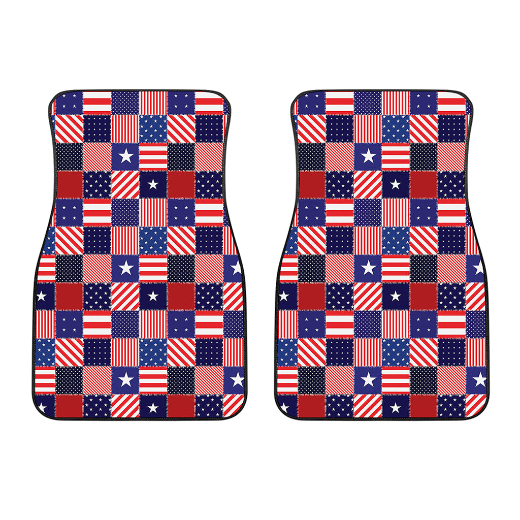 American Patriotic Patchwork Print Front Car Floor Mats