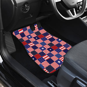 American Patriotic Patchwork Print Front Car Floor Mats