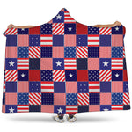 American Patriotic Patchwork Print Hooded Blanket