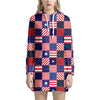 American Patriotic Patchwork Print Hoodie Dress