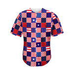 American Patriotic Patchwork Print Men's Baseball Jersey