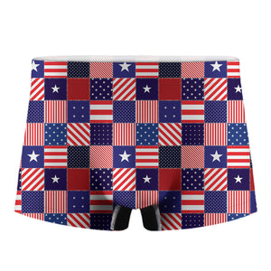 American Patriotic Patchwork Print Men's Boxer Briefs