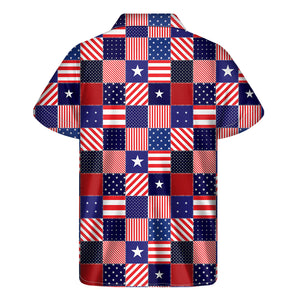 American Patriotic Patchwork Print Men's Short Sleeve Shirt