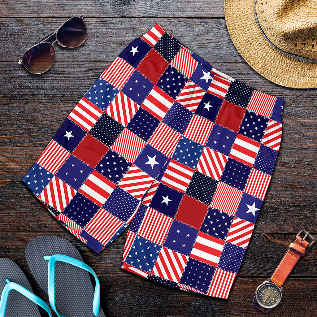 American Patriotic Patchwork Print Men's Shorts