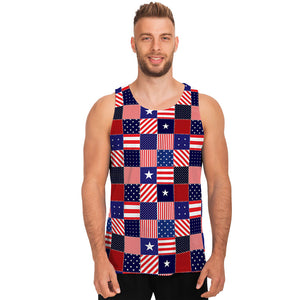 American Patriotic Patchwork Print Men's Tank Top