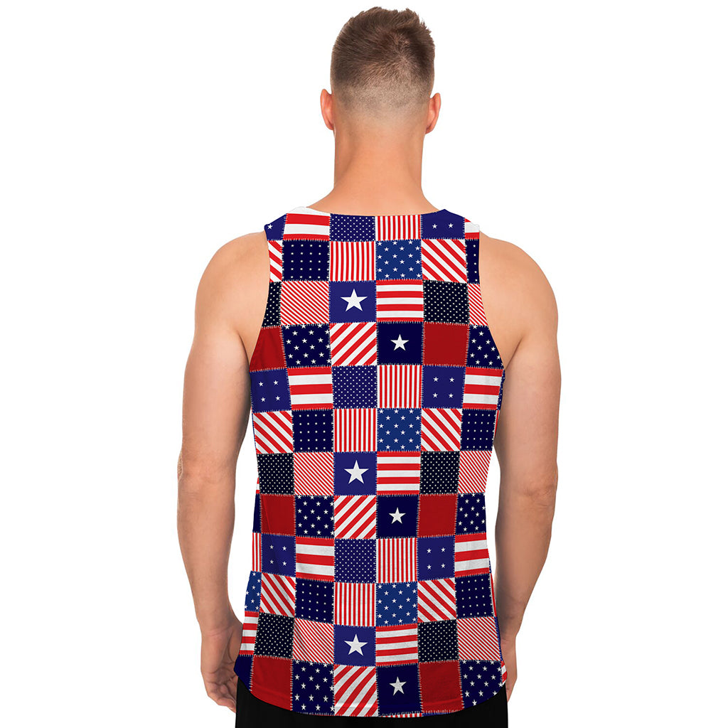 American Patriotic Patchwork Print Men's Tank Top