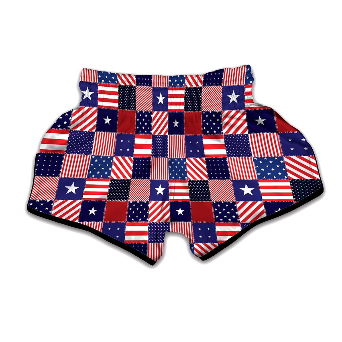 American Patriotic Patchwork Print Muay Thai Boxing Shorts