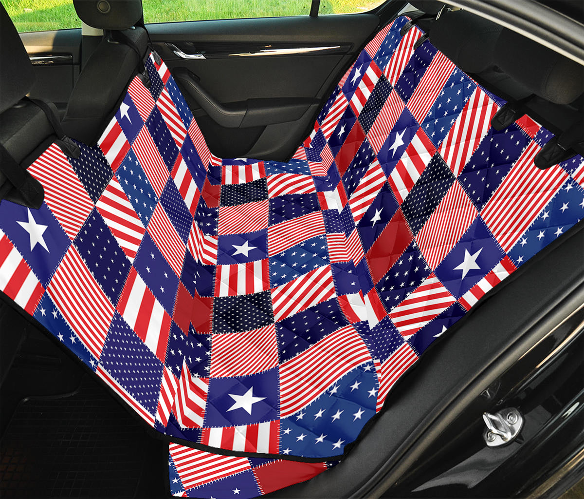American Patriotic Patchwork Print Pet Car Back Seat Cover