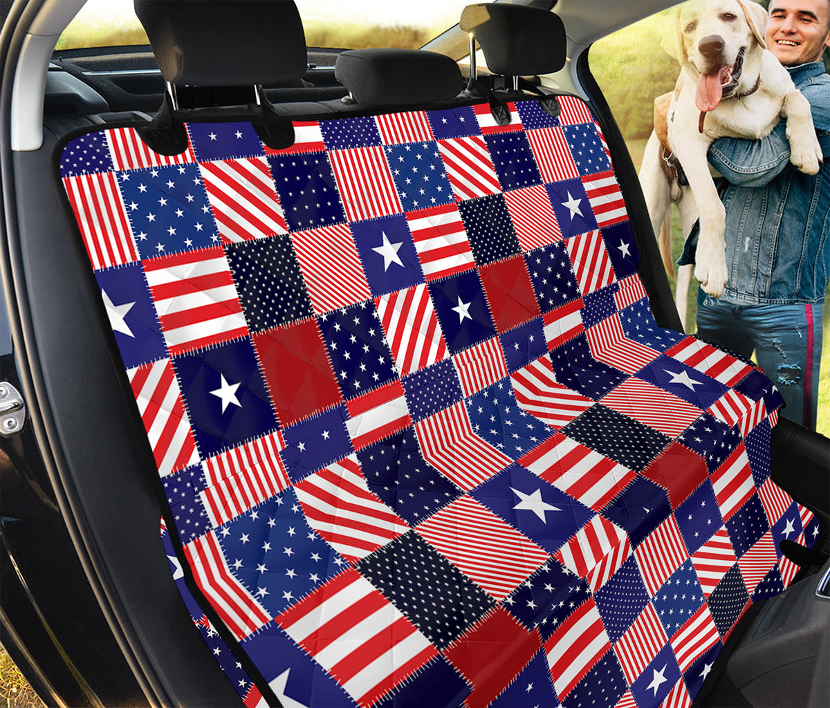 American Patriotic Patchwork Print Pet Car Back Seat Cover