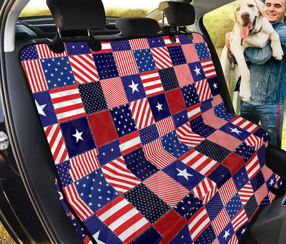 American Patriotic Patchwork Print Pet Car Back Seat Cover
