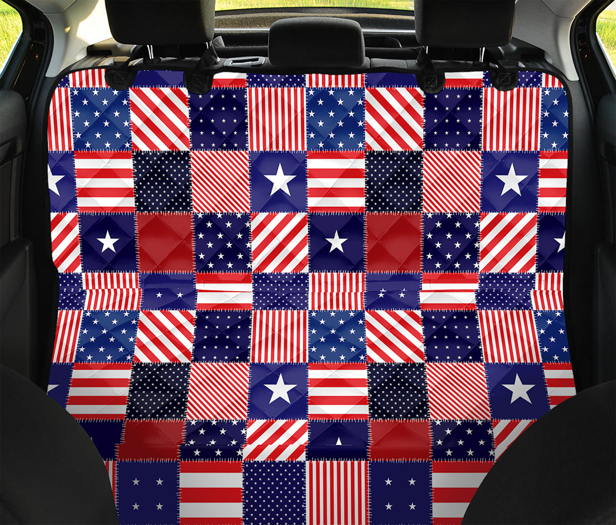 American Patriotic Patchwork Print Pet Car Back Seat Cover