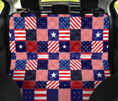 American Patriotic Patchwork Print Pet Car Back Seat Cover