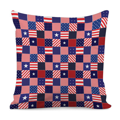 American Patriotic Patchwork Print Pillow Cover