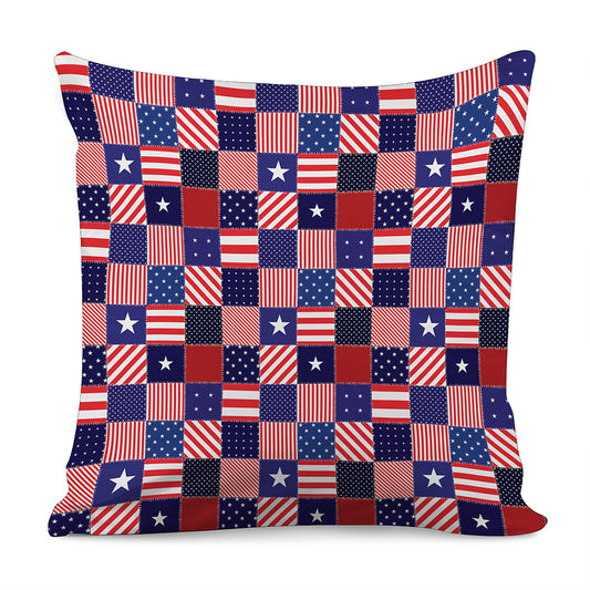 American Patriotic Patchwork Print Pillow Cover
