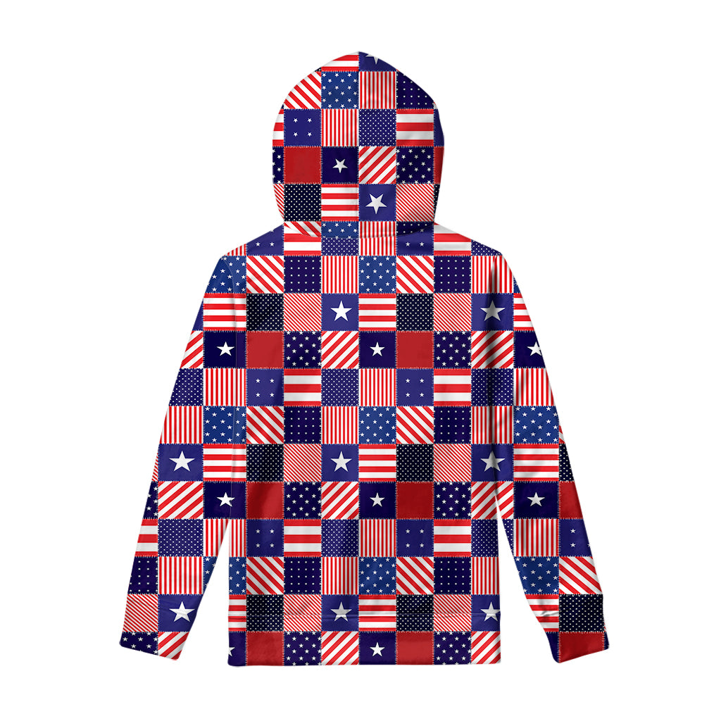 American Patriotic Patchwork Print Pullover Hoodie