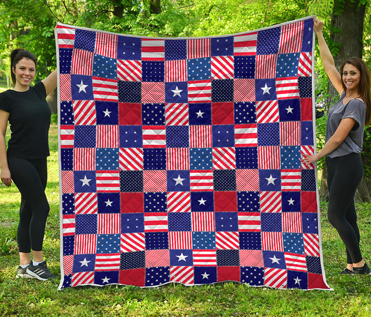 American Patriotic Patchwork Print Quilt